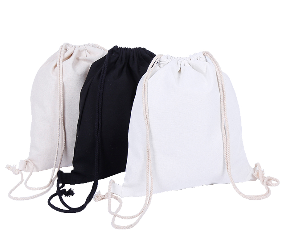 Cotton Canvas Drawstring Backpack, 17" x 15"